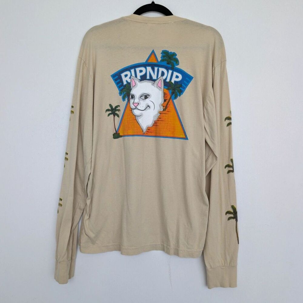 Rip N Dip Pyramid Palm Tree Print Crew Neck Long Sleeve Shirt Sz Medium